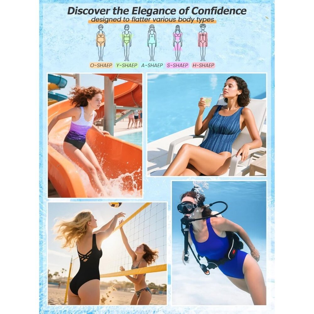 Womens Blue Floral Printed Modest Bathing Suit Quick Dry Full Coverage Swim Suit - Picture 7 of 8